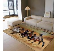 HOBBOY Alfombras de Área de Arte Oriental Caligrafía China Patrón de Caballos Corriendo Alfombra 150 x 210 cm Amanecer Paisaje de Nubes Sala de Estudio Oficina Alfombra Fina