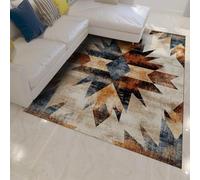 HOBBOY Alfombras de área de Estilo nostálgico Estilo Azteca Patrón geométrico Lavable Antideslizante Suave Plegable Alfombra Delgada para Sala de Estar Dormitorio Oficina 240 x 300 cm