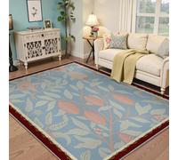 HOBBOY Alfombras de área Lavables 210x240cm Cítricos Modernos alfombras de salón Azul con Hojas Verde melocotón y Alfombra Fina para Dormitorio Comedor Granja