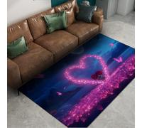 HOBBOY Alfombras de Cocina de Estilo mágico 120 x 160 cm Rosas de corazón Rosa y Rojas y Mariposas revoloteantes Estampado de Suelo Decoración romántica de Pelo bajo