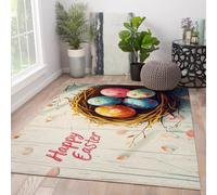 HOBBOY Alfombras de Dormitorio con Estampado de Huevos de Huevo de Acuarela Happy Easter Door Vest 50 x 80 cm - Alfombras de Pelo bajo Antideslizante Lavables a máquina para Entrada al Pasillo
