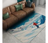 HOBBOY Alfombras de Montañas Nevadas Estilo Nórdico Esquí Resort Patrón de Esquí Alfombra de Puerta Delgada para Sala de Estar Dormitorio Sala de Juegos Antideslizante Lavable 180 x 270 cm