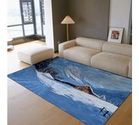 HOBBOY Alfombras de Paisaje de montaña Nevadas País de Las Maravillas de Invierno y patrón de cabaña Alfombra de Piso de Pelo bajo para Sala de Estar Dormitorio Dormitorio de Hotel 210 x 240 cm