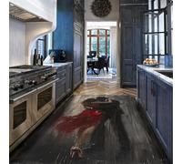 HOBBOY Alfombras de Pareja romántica: Vestido Rojo y Traje Negro Abrazo para Bailar Alfombra de Pelo bajo Fondo de Pinceladas Gris tormentoso decoración del Suelo 50 x 80 cm