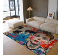 HOBBOY Alfombras Graffiti Coloridas Citas Inspiradoras Tengo un sueño Arte Callejero Lindo niño y Vaca Impresión Alfombra Delgada para Sala Estar Dormitorio 90 x 150 cm