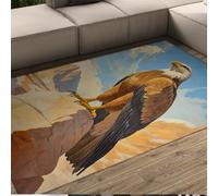 HOBBOY Alfombras Lavables con Tema de Vida Salvaje 180 x 210 cmAlfombra Antideslizante de Pelo bajo con Estampado Majestic Eagle de Wilderness Peaks para decoración del Suelo del salón y Oficina