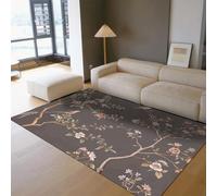 HOBBOY Alfombras Lavables para dormitorios 120x170cm Alfombra Finas de Cocina con diseño de peonías y pájaros Estilo Feng Shui Alfombras Antideslizantes para salón Decoración Oriental Moderna