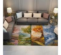 HOBBOY Alfombras Paisaje 4 Estaciones Flores Primavera vegetación Verano follaje otoño y Alfombra Delgada con Estampado Nieve Invierno para la Sala Estar el Dormitorio 120 x 180 cm