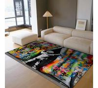 HOBBOY Alfombras para salón 120x160cm alfombras urbanas Blandas Grandes y abstractas Lavables Grafiti Suelo Interior moqueta Antideslizante para Sala de Juegos Moderna en casa