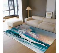 HOBBOY Alfombras para salón Alfombra Lavable Velero náutico Velero náutico Alfombra de Pelo bajo Paisaje Marino Abstracto Olas del mar Alfombras Interiores para guardería 120x170cm