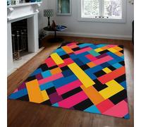 HOBBOY Alfombras Retro Pop Art 100 x 200 cm Estampado Abstracto y Vibrante Formas geométricas entrelazadas Alfombra Antideslizante Pelo bajo Sala Estar Decoración