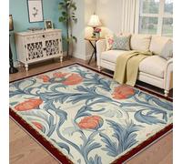 HOBBOY Alfombras Rosas Florales 120x180cm Botanical Vintage Cottagecore Antideslizante Alfombra Fina de salón para Dormitorio Nursery Kitchen Moqueta Retro de Pelo bajo para Interior