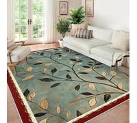 HOBBOY Alfombras Spring Leaf Dormitorio 120x150cm Alfombra de Hojas Botánicas Lavables para Área Fina para el Comedor Sala de Estar Alfombra Suave de Pelo bajo Esterilla Vintage de Interior