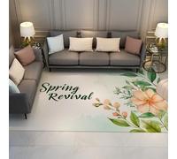 HOBBOY Bienvenida a la Primavera alfombras Grandes Hermoso patrón de Hojas Florales botánicas Alfombra de Piso de Pelo bajo para el Dormitorio Sala de Estar Entrada del sofá 80 x 150 cm