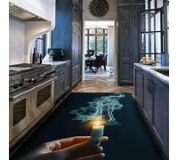 HOBBOY Felpuda mística Cocina Silueta Velas encendidas Amantes Bailando en alfombras Estampadas Niebla 150 x 240 cm Decoración del hogar Pelo bajo en Arte gótico Moderno