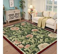 HOBBOY Floral 50x80cm Alfombras para salón Lavables Vintage Green Scrollwork Flores Rosas Beige Alfombra Antideslizante de Pelo bajo Alfombra Interior para la habitación del bebé alfombras
