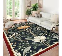 HOBBOY Floral Forestal Botánico Lavable 160x220cm Alfombra para salón Flores Vintage Suaves Alfombras Bohemias de Pelo bajo Alfombra Interior para Dormitorio Comedor Vivero