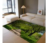 HOBBOY Flores Silvestres Alfombra área Delgada Camino del Bosque Prado Verde Alfombras Lavables Antideslizantes para la Sala Estar Dormitorio Biblioteca Pasillo Patio 120 x 160 cm