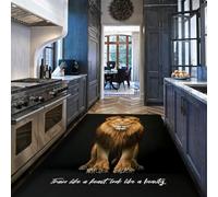 HOBBOY Frase inspiradora Alfombra 50 x 80 cm Marrón León Fondo Negro Tapetes Lavadora en máquina Pelo bajo para habitación Invitados Cocina Decoración del Suelo la residencia