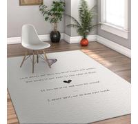 HOBBOY Frases clásicas Alfombra Dormitorio Patrones románticos poesía Alfombras 100 x 200 cm Arte Suelo Crema y Negro Lavable Pelo bajo para Aniversario Boda