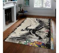 HOBBOY Graffiti 50 x 80 cm - Alfombras para salónSilueta de bailarín dinámica Fondo de Salpicaduras abstractas Alfombra Fina Estilo Calle Decoración del Suelo