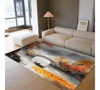 HOBBOY Paisaje Oriental 140 x 200 cm Alfombras Pintura de Tinta China Patrón de Puente de Piedra Alfombra de Pelo bajo para Sala de Estar Dormitorio Pasillo Biblioteca