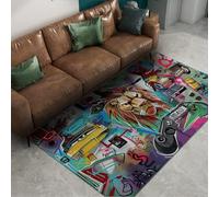 HOBBOY Pop Art Street Style 90 x 150 cm - Alfombras para Sala de Juegos Salón Graffiti Urbano Patrón Cabeza de león Moqueta de Pelo bajo Decoración Interior Lavable