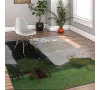 HOBBOY Spring Orchard Throw Carpet 120 x 160 cm The Tall Poplar Trees Pattern II Decoración de Suelo Lavable Antideslizante y de Pelo bajo Impresionistas