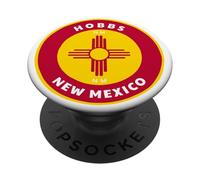 Hobbs New Mexico NM Zia Bandera Orgullo Insignia Recuerdo PopSockets PopGrip Adhesivo
