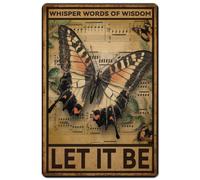 Hobbspring 1 cartel vintage de chapa de metal de 20 x 30 cm, estilo retro, diseño de mariposa, aspecto oxidado, Whisper Words Of Let It Be Poster para aula, sala de música, hogar, café, decoración de