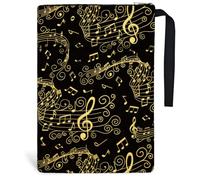 Hobbspring 1 funda de poliéster para libros con notas musicales, 34 x 24 cm, con cremallera y bolsillo frontal, regalo de cumpleaños para estudiantes, profesores y amantes de las lecturas