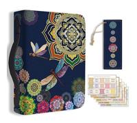Hobbspring 1 funda grande de mandala para la Biblia, 20,3 x 28,5 x 5,9 cm, piel sintética, con marcapáginas, libélulas, bolsa de transporte para la Biblia para hombre y mujer, cuaderno de Biblia