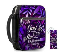 Hobbspring 1 funda para la Biblia de 30,5 x 22 cm, diseño de hojas, color lila, para libros con texto en alemán "Gott ist in ihr Sie wird nicht fallen Kirchentasche Bibelhülle mit Griff und