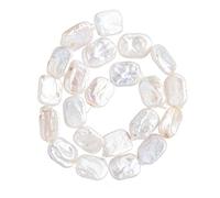 Hobbspring 1 hebra de perlas irregulares de agua dulce natural Keshi perlas rectangulares barrocas en color de concha de concha sueltas para joyas, collares, pendientes, manualidades