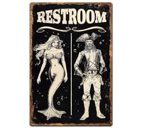 Hobbspring 1 pieza cartel de chapa vintage de metal 20 x 30 cm cartel retro de inodoro divertido sirena pirata baño póster náutico para baño hogar arte