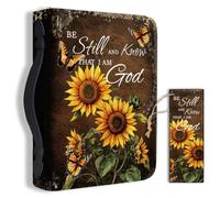 Hobbspring 1 pieza funda grande para la Biblia, 20,3 x 28,5 x 5,9 cm, cuero PU, funda para Biblia con marcapáginas, girasoles, mariposa, bolsa de transporte para mujeres y hombres, cuadernos de Biblia