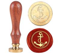 Hobbspring 1 sello de cera con ancla y casco, sello de cera vintage, 25 mm, sello de cabeza de latón con mango de madera, tarjetas de invitación, sello de cera para la decoración de sobres