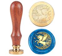 Hobbspring 1 sello de cera vintage de unicornio, sello de cera de 25 mm, sello de cabeza de latón extraíble, con mango de madera, para sobres, invitaciones de boda, día de Acción de Gracias, paquete