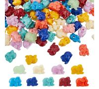 Hobbspring 100 perlas artificiales de elefante vivas, perlas sintéticas de coral de elefante en forma de elefante, cuentas espaciadoras, paquete grande para decoración de joyas, juegos de manualidades