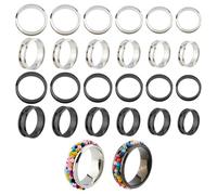 Hobbspring 12 anillos redondos en bruto en 2 colores, 17-22 mm, acero inoxidable, anillos acanalados, 8 mm de ancho, núcleo acanalado para inserción de resina, fabricación de joyas hechas a mano