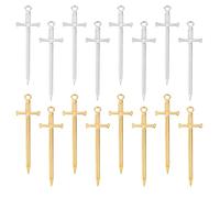Hobbspring 16 dijes de daga de acero inoxidable de 2 colores punk, colgantes de espada, espadas, marcapáginas para joyas, collares, pulseras, aretes, manualidades