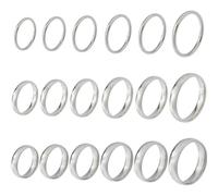 Hobbspring 18 anillos redondos en bruto de 17 - 21 mm, acero inoxidable, 2/4/6 mm, núcleo estriado ancho, anillo en blanco para inserción de resina, fabricación de joyas hechas a mano