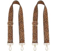 Hobbspring 2 correas para el hombro anchas, correas de bolso de repuesto, correas cruzadas marrón con estampado de leopardo con hebillas doradas, correa de bolsillo ajustable para mujer, monederos de