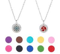 Hobbspring 2 Juegos de Aromaterapia Aceite Esencial Difusor de Collar 2 Estilos de Perfume de Acero Inoxidable Colgante con Inserciones de Fieltro Aromaterapia Medallón Collares Regalo Para Mujeres