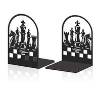 Hobbspring 2 piezas de metal sujetalibros diseño de ajedrez decorativo de alta resistencia con antideslizante para el hogar oficina biblioteca pequeños grandes libros pesados