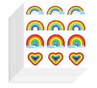 Hobbspring 240 pegatinas de arco iris de 90 x 90 mm, papel autoadhesivo, pegatinas decorativas resistentes al agua, diseño de nubes de arcoíris, pegatinas para álbumes de recortes, calendarios
