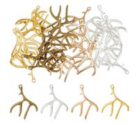 Hobbspring 28 colgantes de aleación de ciervo en 4 colores, estilo tibetano, colgante grande, asta de ciervo, colgante de Navidad, cuernos de reno, colgante de metal para hacer joyas DIY