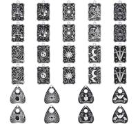 Hobbspring 28 piezas esmalte tarot colgante 14 estilos planchette y tarjetas de tarot colgante gótico mal ojo sol estrella luna gato animal aleación encantos para joyería pulseras pendientes