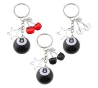 Hobbspring 3 llaveros de 8 bolas, 3 colores, llavero de bola de billar, llavero negro de ocho bolas con dije de estrella de cereza, para bolso, bolsa de mano, cámara, colgantes, decoración, regalo
