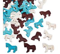 Hobbspring 45 cuentas de turquesa sintética, 3 colores, cuentas de caballo Zuni turquesa talladas en el salvaje oeste, dijes de caballo focal para joyas, collares, pulseras, aretes, manualidades